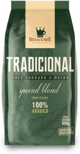 Café Moido Tradicional Torrado 250g REI DO CAFE 100% Arábica Alta Mogiana Torra Escura Cafeteria Tradicional de Santos