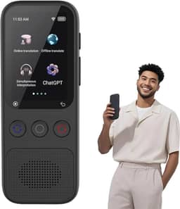 Dispositivo tradutor de idiomas AI, tradução instantânea de voz bidirecional Protable em 138 idiomas, modo online/offline com IA avançada, ideal para viagens, negócios, aprendizado