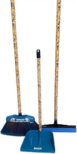 KIT VASSOURA TROPICANA RODO 30CM E PÁ PLÁSTICA CABO LONGO