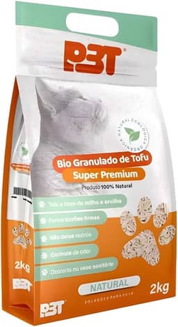 Areia Bio Granulado de Tofu Premium Natural P3T 2kg Controle de Odor Biodegradável