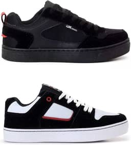 Kit 2 Pares Tênis Preto Branco Skate Skatista Casual Unissex