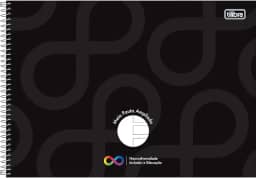 Tilibra - Caderno Espiral Capa Dura Meia Pauta Ampliada Tilibra Neuro 40 Folhas - Capa Preto