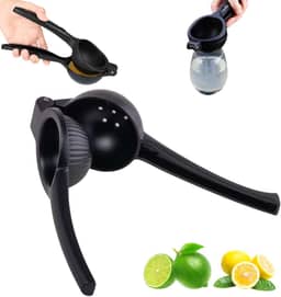 Espremedor de Limão Manual em Metal Com Revestimento Preto Premium 20cm Extração Máxima de Suco Design Ergonômico e Moderno para Cozinha Bares e Drinks