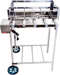 Churrasqueira Portátil com Rodinha e Grill Giratório 5 Espetos Issi Grill