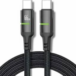 Cabo USB-C Tipo C 66w Trançado De Nylon Preto Compativel com Iphone 15,15 Pro/Max, Compativel iphone16,16 Pro/Max IOS/Android Certificado Premium Reforçado