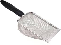 Peneira de Areia e Cascalho para Jardim, Malha Metálica, Cabo Ergonômico, 28cm, Pazinha coletora de fezes Aço Inox Pá Higiênica Para Gatos Substratos Colheres Animais (2.0 areia fina)
