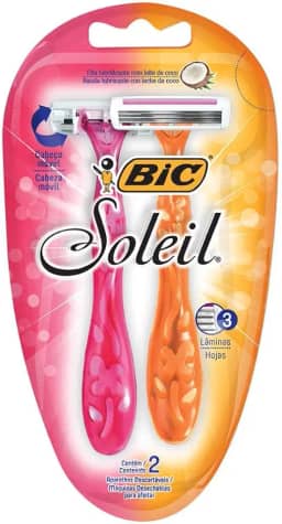 BIC Aparelho De Depilar Soleil Rosa E Laranja 2 Unidades 929994 Dupla Fita Lubrificante Com Leite De Coco