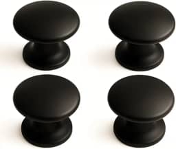 Kit 4 Puxadores Ponto Redondo Para Móveis Gaveta Armário (Preto Fosco)