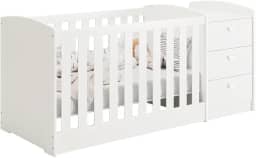 Berço Americano Multifuncional Atlanta com Cômoda 3 Gavetas Branco Fosco - Reller