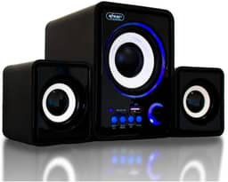 Sistema de Som 2.1 com Subwoofer, Bluetooth, USB, SD Card, Entrada P2, Preto