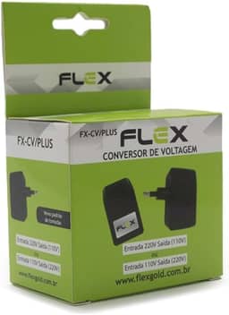 Flex Conversor de Voltagem FX-CV/PLUS, Bivolt 110V/220V, Adaptador Universal Conversor de voltagem - Conversor de 220V para 110V viagens, adaptador conversor de energia combinado com carregadores