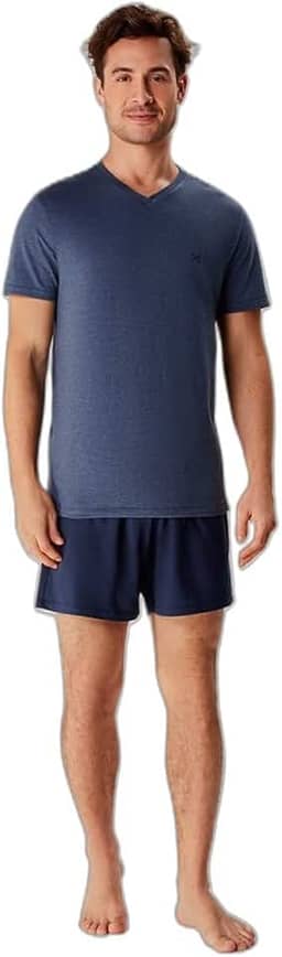 Pijama Masculino Curto Em Malha Azul Marinho M