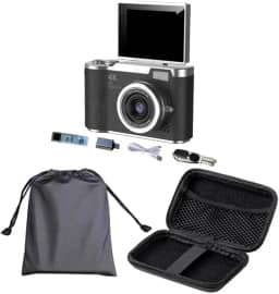 Câmera Digital de 48MP com Digital de 8x para Estudantes E Iniciantes. Preta.