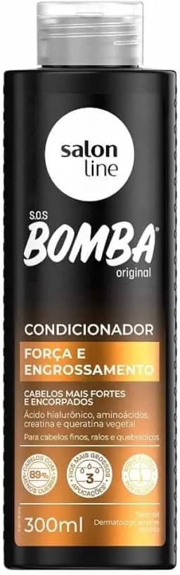 Salon Line, Condicionador, SOS Bomba, Força e Engrossamento, Vegano - Para Todos os Tipos de Cabelo, 300 ml