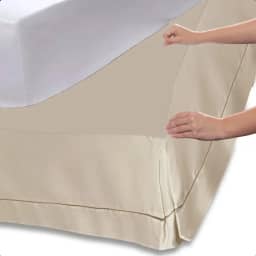 Saia para Cama Box Solteiro Ponto Palito Encaixe Prático (Cáqui)