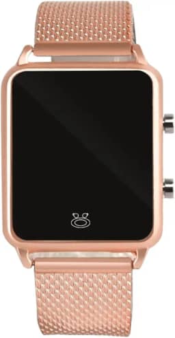 Relógio Digital LED à Prova D'Água Dourado Feminino Banhado Inox Qualidade Premium Pulseira Silicone Ajustável Presente Mulher