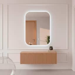 Espelho Decorativo de Parede Orgânico com Led Mod Retangular 55x75 para Sala Quarto Banheiro Hall (Led Frio)