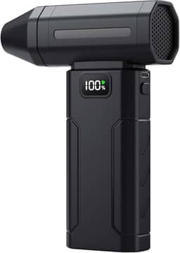 Soprador Portátil Turbo 100000RPM Recarregável USB-C Mini Ventilador Potente para Limpeza de Eletrônicos, Teclados, Carro, Casa e Escritório e para Acender Churrasqueira, Bateria 6000mAh