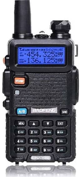 BAOFENG Uv-5R Rádio Bidirecional Banda Dupla 144-148/420-450Mhz Walkie Talkie 1800Mah Bateria de Íon-Lítio (Preta)