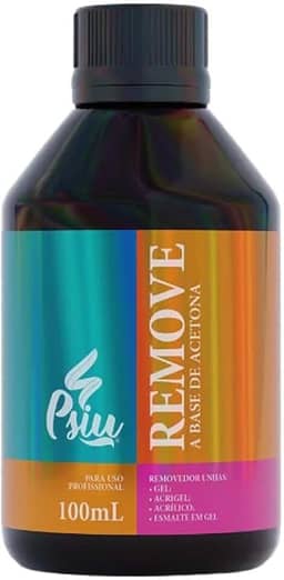 Removedor de alongamento em gel com acetona Psiu 100ml