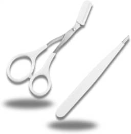 Tesoura e Pinça para Sobrancelhas Branca – Aparador e Modelador de Precisão