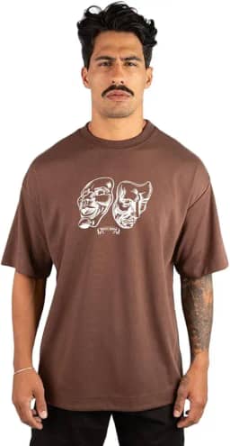 Camiseta Oversized Masculina Streetwear Trace Black Two Face 100% Algodão Premium 30.1 Penteado