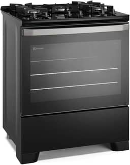 Fogão 5 bocas Electrolux Preto Efficient Mesa de Vidro, PerfectCook e Grades de Ferro (FE5GB)