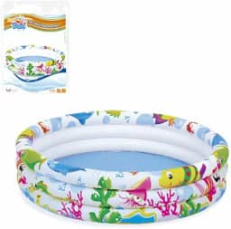 Piscina Inflável 3 Anéis Fundo do Mar Dimensão do Produto 25x91cm Capacidade 100 Litros, Wellmix WS17010 - 141897