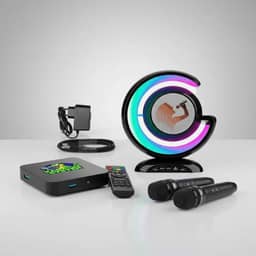 Aparelho de Karaoke Box Com Pontuação Real Contendo 18.000 músicas karaoke na memória + Caixa de Som e 2 Microfones Sem Fio