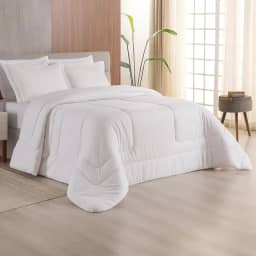 Edredom Solteiro 400 Fios Dupla Face Matelado Toque Acetinado 01 Peça Branco