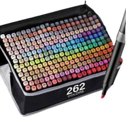 Conjunto de Canetas Marcador Permanente Canetinhas para Colorir Touch com Ponta Dupla para Desenhos Profissional e Escolar com Duas Pontas Hidrográficas com Estojo para Transporte Brashopmall® (262)