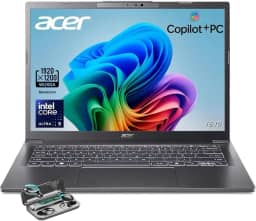 acer Notebook Aspire 14, tela WUXGA de 14 polegadas (1920 x 1200), Intel Ultra 5-226V, AI Copilot+PC, 16 GB LPDDR5X RAM, SSD de 512 GB, Windows 11 Home, cinza, TWE fones de ouvido sem fio