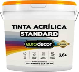 Tinta Acrílica Standard Euro Decor 3,6KG Sem Cheiro Anti Mofo Interior e Exterior (Prata)
