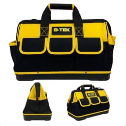 Bolsa de Ferramentas Profissional Impermeável 16 Compartimentos Maleta Organizador Portátil Preta e Amarela com Fundo Reforçado para Eletricista, Carpinteiro e Uso Diário