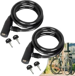 Kit 2 Cadeados Para Bicicleta 65cm, Cabo De Aço de 12mm Revestido – 2 Chaves – Cadeado Para Bike