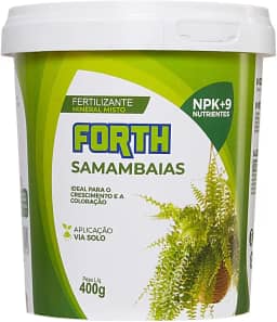 Fertilizante Forth Samambaia, Adubo Mineral, NPK (Nitrogênio, Fósforo, Potássio), 9 Nutrientes, Nutrição Especializada e Completa, Crescimento e Revitalização, Balde, 400g