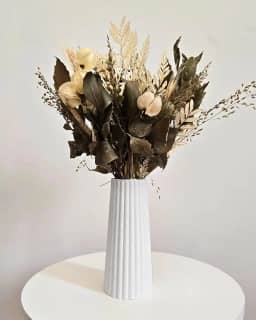 Arranjo De Flores Secas Decorativo Vaso Solitário Listras