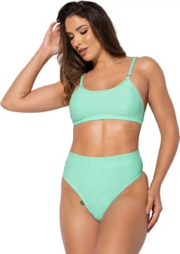 Biquíni Alcinha Bojo Hot Pants Fio Duplo Textura Brilhosa MVB Modas