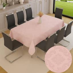 Toalha De Mesa Jacquard Jantar Festa Decoração Tecido Texturizado Dona Delicada Impermeável (ROSA - 6 LUGARES - 2,00m x 1,40m)