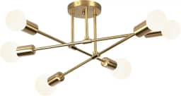 Luminária Pendente De 6 Cabeças Dourada, Pendente LumináriaDe Teto Regulável, Luminária Pendente Para Cozinha, Quarto, Sala De Estar (Lâmpada Não Incluída)