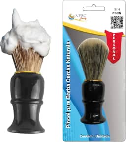 Pincel Para Barba NYBC Beauty Cerdas Naturais - Cabo Plástico e Lã de Nylon