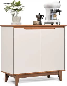 Aparador De Cozinha Balcão Sala Jantar Buffet Flow 2 Portas Organizador (OFF WHITE/FREIJÓ)