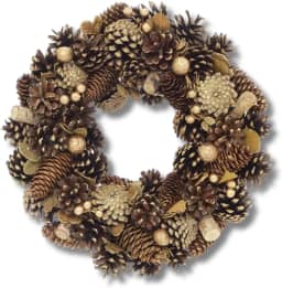 Guirlanda de Natal Pinhas Dourado 34 cm Luxo Porta Enfeite Natalino Decoração Premium