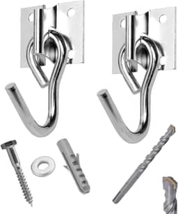 Kit Par Gancho De Rede Aço Reforçado C/ Parafusos E Buchas + Broca