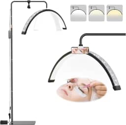 Ring Light Meia Lua Profissional LED para Cílios e Sobrancelhas, Luminaria Meia Lua Estetica Spa Arco Ajustavel, com Tripé (Preto)