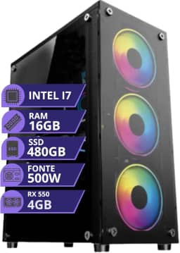 Pc Gamer Cpu Intel I7 3.4ghz Ssd 480gb Memoria 16gb Rx550 4gb Fonte 500W
