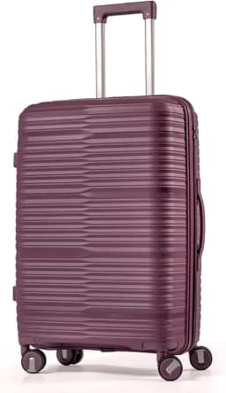 Mala De Viagem Média 23Kg Polipropileno Rodas Duplas 360 Fibra Rígida Leve Resistente Para Despachar (ROXO, MÉDIA)