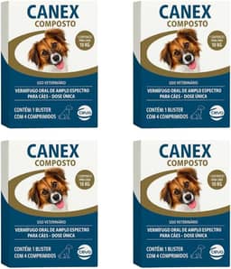 Kit com 4 Caixas Vermífugo Canex Composto para Cães 4 Comprimidos em cada caixa Multicoloridos Anti verme Casa Buritis