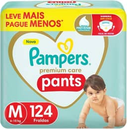 Fralda Pampers Premium Care Pants Tamanho M, Fácil de Vestir, 124 Unidades
