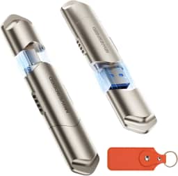 MOVE SPEED SSD externo de 256 GB, velocidade de leitura de 1000 MB/s, USB 3.2 Gen2 + USB C, SSD portátil de duas portas, unidade externa com invólucro de metal para iPhone 15/16 Series/Mac/telefone